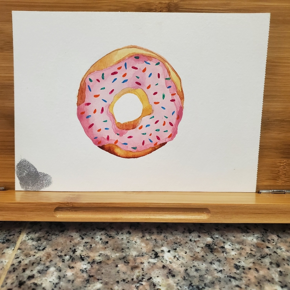 Sprinkle Donut Watercolor Art